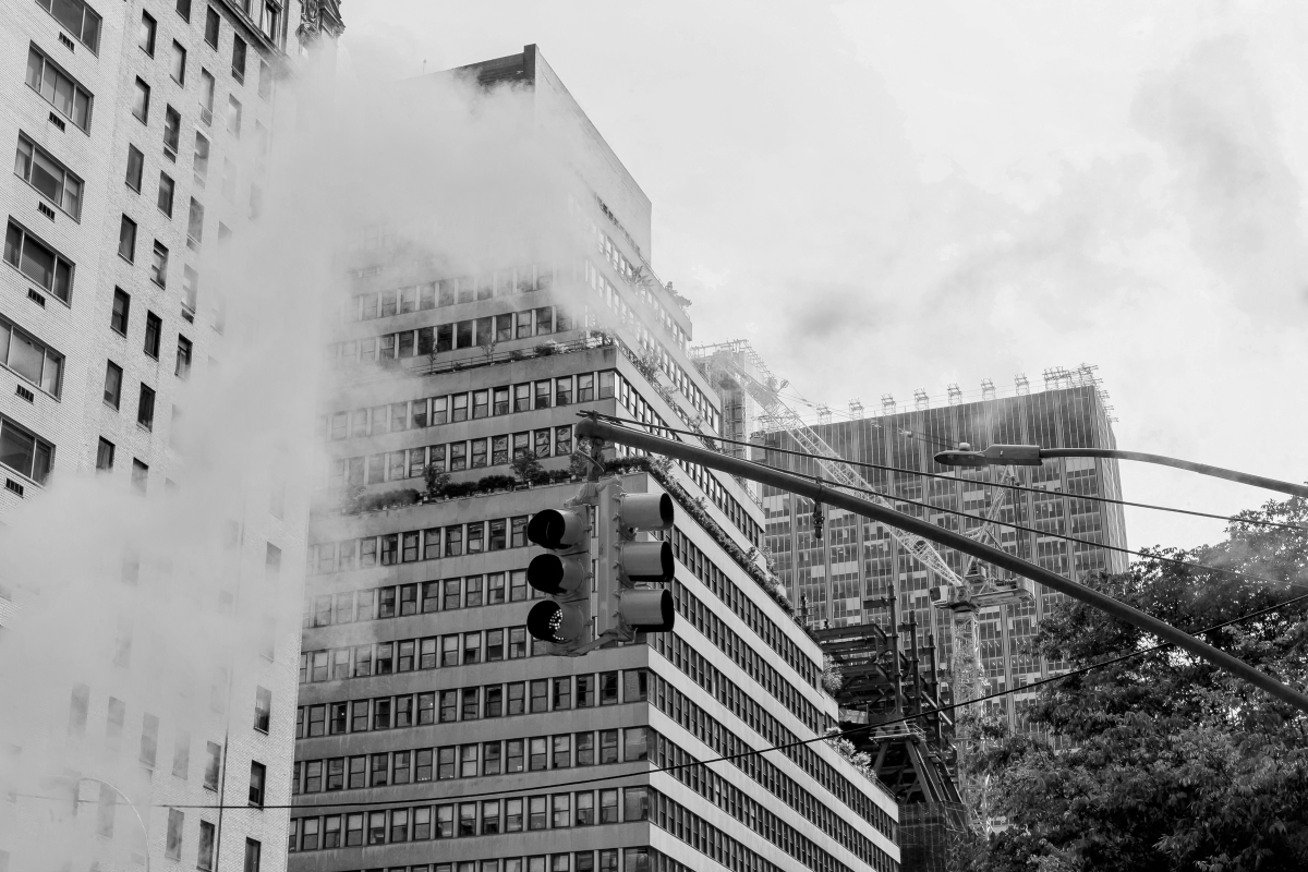 Fire building B&W